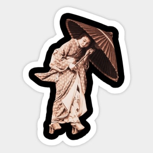 Japanese Woman and a Parasol (19th-20th century ) Sticker